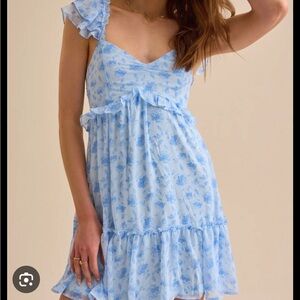 Altard state Blue Floral Ruffle Dress